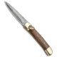 Super Knife 9 Leverlock Dagger Automatic Folding Knife, 3.875in, Damascus, Dagger Blade, Wood, Wood Handle, Standard, Wood/Black, 8.75 inch, BHQ-71506