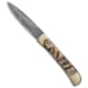 Super Knife 9 Leverlock Dagger Automatic Folding Knife, 4.00in, Damascus, Dagger Blade, Stag, Brown Handle, Brown/Black, 9.00 inch, BHQ-80253