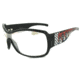 Survival Optics Sunglasses Ink Jester Sunglasses, Black/Checkerboard Jester Tattoo Frame, PC Decenter Clear Flash Mirror Lens 9042
