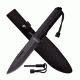 Survivor Fixed Blade, 12in, Stainless Steel Blade, Black Nylon Fiber Handle HK-796BK