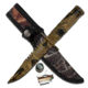 Survivor Fixed Blade Knives w/Compass and Survival Kit, 4.25 in, 3Cr13 Stainless Steel Stainless Steel, Bowie, Camo, HK-690CA
