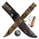 Survivor Fixed Blade Knives w/Compass and Survival Kit, 5 in, 3Cr13 Stainless Steel Stainless Steel, Bowie, Camo, HK-695CA