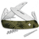 Swiza C05 Button Lock Camo Folding Knife, 3.75in Closed, 2.75in Mirror 440 SS Blade, Green Rubberized Handle, Thumb Pull, KNI.0050.2050