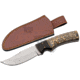 SZCO Ashwood Grooved Hunter Fixed Blade Knife, 4in, Stainless Steel, Clip Point, Colorwood Handle, 203537