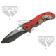 SZCO Deer Folding Knife, 3.5in, Stainless Steel, Drop Point, Red Handle, 300490-DE