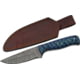 Rite Edge Twisted Wood Hunter Damascus Knife, 4in Damascus Blade, Blue Twisted Wood Handle, DM1290