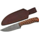 Rite Edge Twisted Wood Hunter Damascus Knife, 4in Damascus Blade, Red Twisted Wood Handle, DM1292