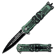 TAC Force 4.75in. Closed; 2 Tone S.S. Blade; Skull Design Knife, Green TF 592GN
