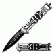 TAC Force 4.75in. Closed; 2 Tone S.S. Blade; Skull Design Knife, Silver TF 592SB