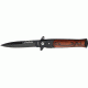 Tac Force A/O Linerlock Fold Knife, black finish SS stiletto blade, Black finish Alum. frame with brown rich grain woo TF428WB