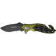 Tac Force A/O Rescue Linerlock Fold Knife 4.5in, black finish SS PS blade, Sculpted Alum. handles black/green front, black b TF680GNB