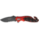 Tac Force A/O Rescue Linerlock Fold Knife 4.5in, black finish SS PS blade, Sculpted Alum. handles black/red front, black ba TF680RDB