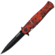 Tac Force A/O Speedster Folding Knife,4in,Stiletto Blade,Red And Black Camo Alum Handle TF804RC