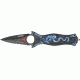 Tac Force Dragon Linerlock Fold Knife, black coated HC SS dagger style blade, Blue dragon cutout TF707BL