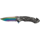 Tac Force Flaming Skull Fold Knife, SS PS blade, Rainbow TF736BRB