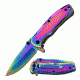 TAC Force Folding Blade, 2.75in, Stainless Steel Blade, Rainbow Finished Ti-Coated Stainless Steel Handle TF-848RB
