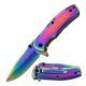 TAC Force Folding Blade, 2.75in, Stainless Steel Blade, Rainbow Finished Ti-Coated Stainless Steel Handle, TF-848RB