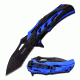 TAC Force Folding Blade, 3.25in, Stainless Steel Blade, 2 Tone Blue And Black Anodized Aluminum Handle TF-915BL