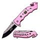 TAC Force Folding Blade, 3.25in, Stainless Steel Blade, Pink Aluminum Handle, TF-498PEM