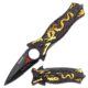 TAC Force Folding Blade, 3.5in, Stainless Steel Blade, Gold Dragon Aluminum Handle TF-707GD