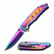 TAC Force Folding Blade, 3.5in, Stainless Steel Blade, Rainbow Ti-Coated Stainless Steel Handle TF-925RB