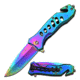 TAC Force Folding Blade, 3.5in, Stainless Steel Blade, Rainbow Titanium Coated Stainless Steel Handle TF-844