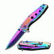 TAC Force Folding Blade, 3in, Stainless Steel Blade, Rainbow Ti-Coated Stainless Steel Handle TF-926RB
