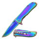 TAC Force Folding Blade, 3in, Stainless Steel Blade, Rainbow Titanium Coated Stainless Steel Handle TF-861RB
