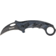 Tac Force Karambit Linerlock Fold Knife 4 5/8in, black coated HC steel hawkbill blade, Fingergrooved gun metal gray camo Alum. handle TF596BC