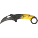 Tac Force Karambit Linerlock Fold Knife 4 5/8in, black coated HC steel hawkbill blade, Fingergrooved two tone black and gold Alum. handle TF596YL
