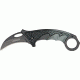 Tac Force Karambit Linerlock Fold Knife 4 5/8in, black coated HC steel hawkbill blade, Fingergrooved two tone black and gun metal gray Al TF596GY