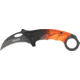 Tac Force Karambit Linerlock Fold Knife 4 5/8in, black coated HC steel hawkbill blade, Fingergrooved two tone black and orange Alum. hand TF596OR
