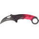 Tac Force Karambit Linerlock Fold Knife 4 5/8in, black coated HC steel hawkbill blade, Fingergrooved two tone black and red Alum. handle TF596RD