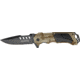 Tac Force Linerlock A/O Fold Knife 4.75, PS black coated SS spear point blade, Tan camo finish Alum. handle TF690CA