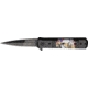 Tac Force Linerlock A/O Fold Knife 4in., black finish SS blade, Black Alum. handles with Compo. inlay with color p TF674E