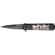 Tac Force Linerlock A/O Fold Knife 4in., black finish SS blade, Black Alum. handles with Compo. inlay with color s TF674R