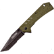 TAC Force Linerlock A/O Green Folding Knife,3.5in,Stainless Steel,Partially Serrated,Tanto,Stonewash,Green,G10 Handle TF851GN