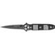 Tac Force Linerlock Speed Fold Knife 4.5in, black finish SS blade, Front handle has silver Alum. stripes and skulls t TF694BK