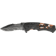 Tac Force Linerlock Speed Fold Knife 4.5in, black finish SS blade, Skeletonized burnt orange Alum. liners with black  TF691BOR