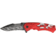 Tac Force Linerlock Speed Fold Knife 4.5in, black finish SS blade, Skeletonized silver Alum. liners with red skeleton TF691RDS