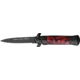 Tac Force Prem. Milano Fold Knife, Black Blade, black SS A/O blade, Black Alum. handles w/ red and black swirl Cell. i TF675RBB
