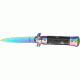 Tac Force Prem. Milano Fold Knife, Black Blade, rainbow SS A/O blade, Rainbow Alum. handles w/ black swirl Cell. inlay TF675RBK