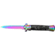 Tac Force Prem. Milano Fold Rainbow Knife, rainbow SS A/O blade, Rainbow Alum. handles w/ black and gray swirl Cell TF575RBK