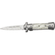 Tac Force Prem. Milano Fold SS Knife, SS A/O blade, Silver Alum. handles w/ white pearl Cell. inlay TF675WP