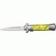 Tac Force Prem. Milano Fold SS Knife, SS A/O blade, Silver Alum. handles w/ yellow swirl Cell. inlay TF675YL