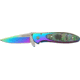 Tac Force Rainbow Framelock Fold Knife, HC SS blade, Abalone inlay handle TF660AB