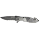 Tac Force Rescue A/O Lock Fold Knife 3 3/8in., black coated, HC steel, A/O, PS blade, Gray anodized Alum. handle TF702GYB
