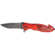 Tac Force Rescue A/O Lock Fold Knife 3 3/8in., black coated, HC steel, A/O, PS blade, Red anodized Alum. handle TF702RD