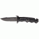 Tac Force Rescue A/O Lock Fold Knife, 3 7/8, black HC steel A/O PS blade w/ sawback, Black fingergrooved anodized Alum. handle TF711BK