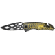 Tac Force Rescue Linerlock Fold Knife, black coated SS blade, green anodized spider and web Handle TF643GD